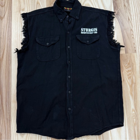 Sturgis Cut Off Button Shirt Men’s XL Black Hills Rally 2019 - Picture 3 of 7
